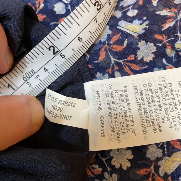 NWT Madewell Floral Tie Waist Midi Dress Harvest Vine Navy Blue Washable Size L - Picture 10 of 11